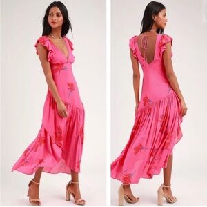 Free People Pink She's A Waterfall Maxi Dress
